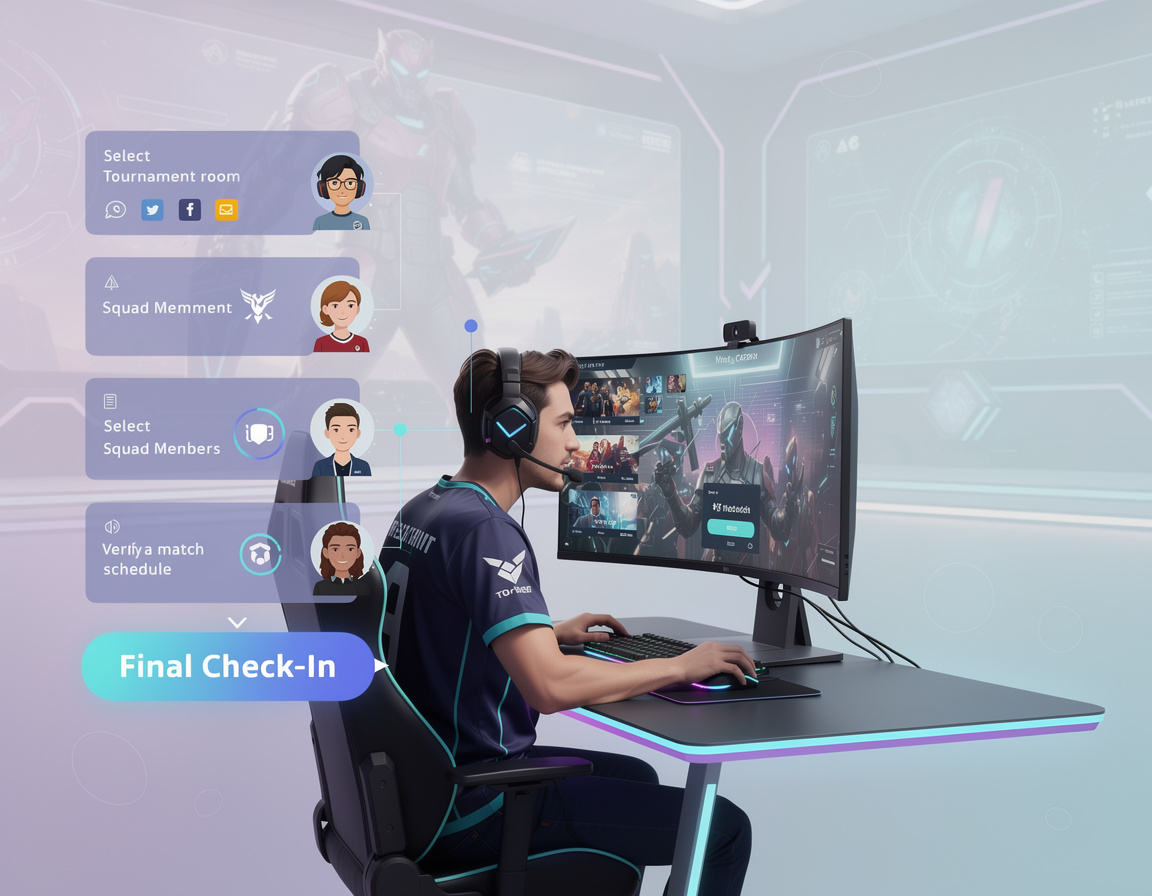 Ilustrasi alur check-in match untuk kapten squad untuk turnamen game online nova4dslot