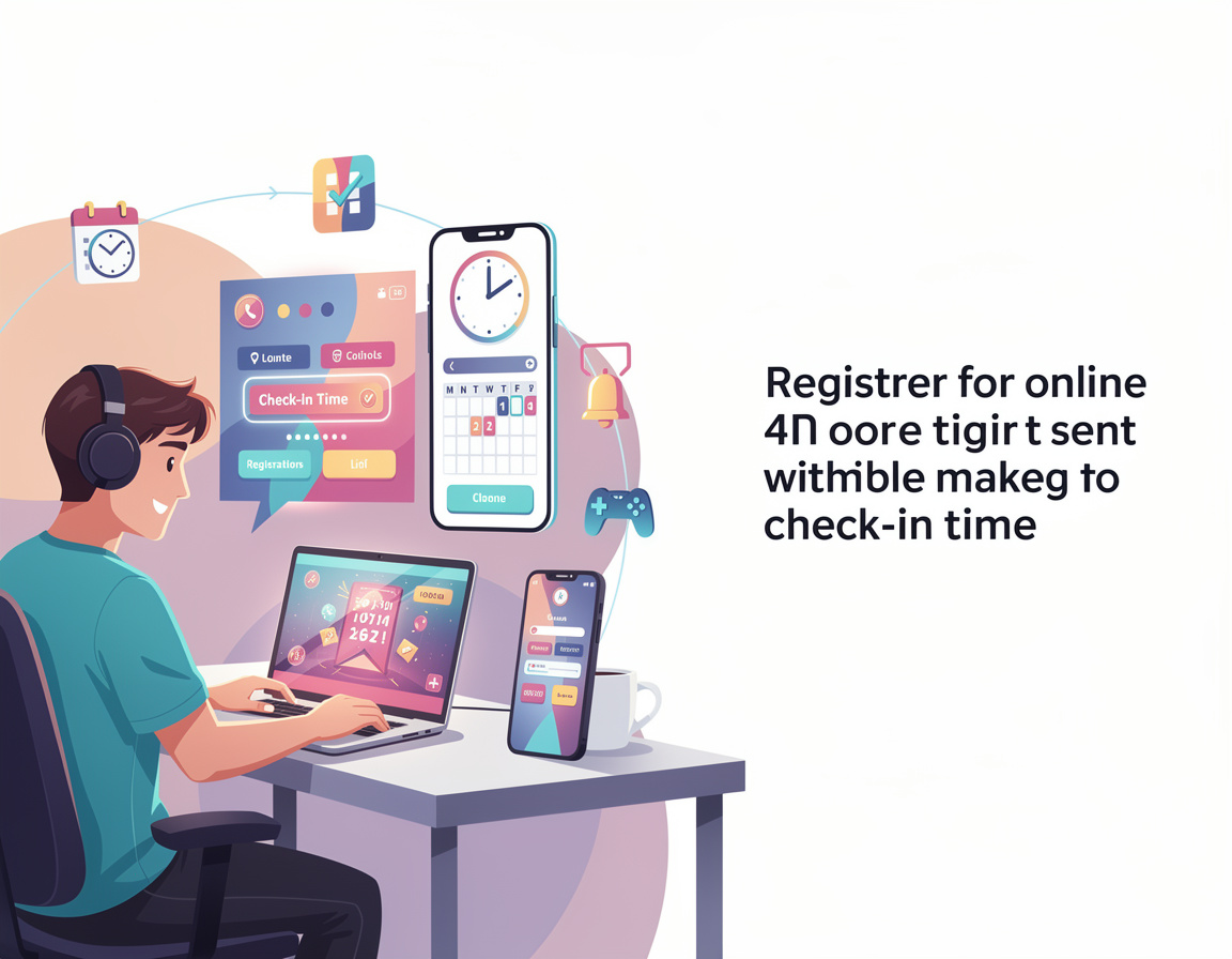 Ilustrasi cara daftar turnamen tanpa salah jam check-in untuk turnamen game online nova4dslot